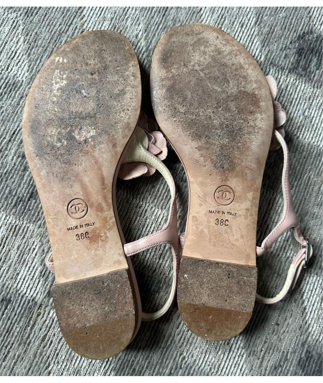 CHANEL Розовые кожаные босоножки, фото 7