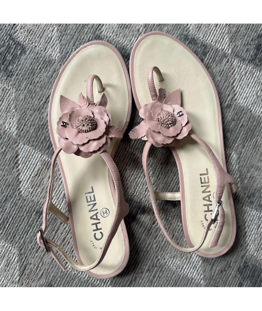 CHANEL Розовые кожаные босоножки, фото 3