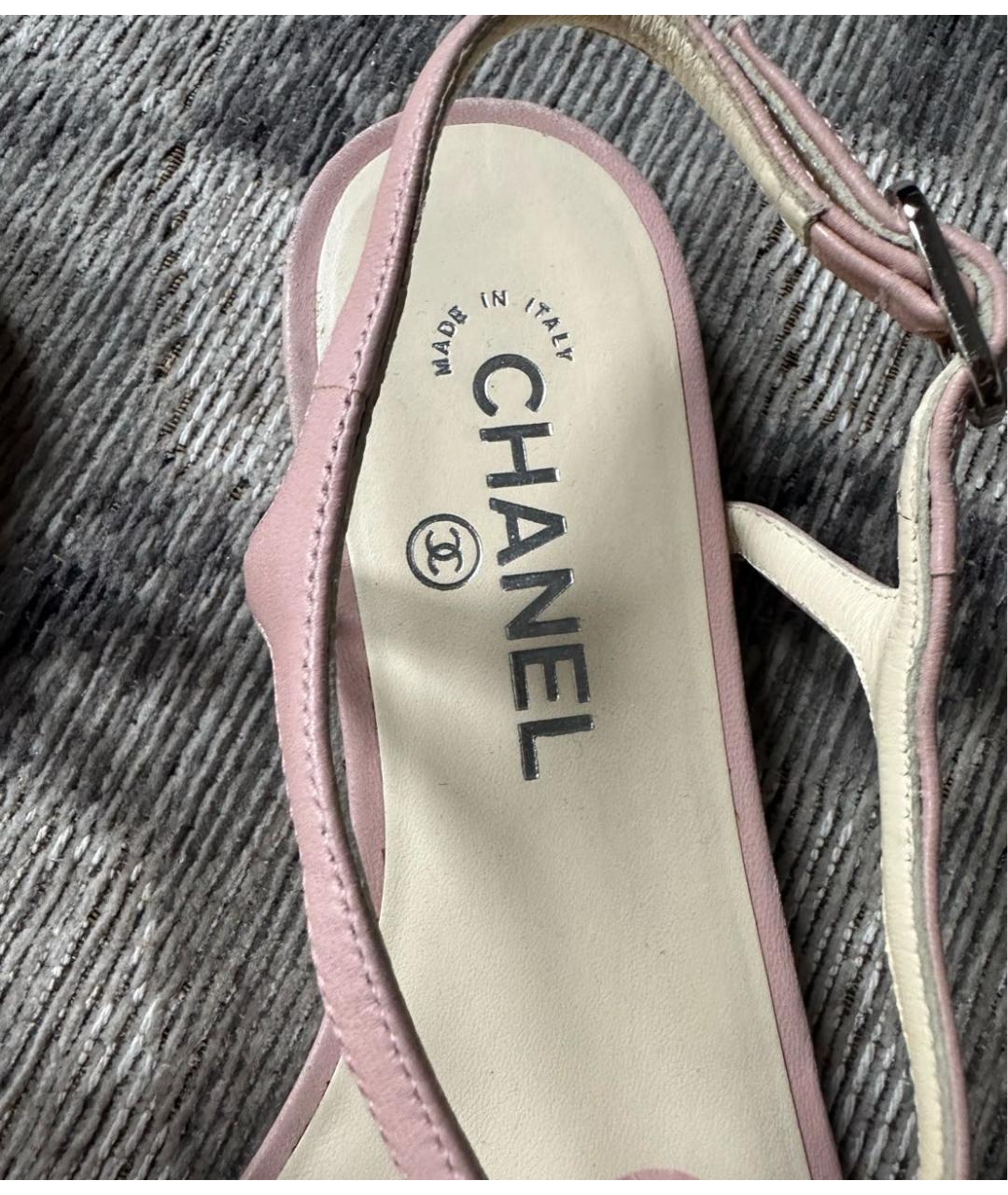 CHANEL Розовые кожаные босоножки, фото 5