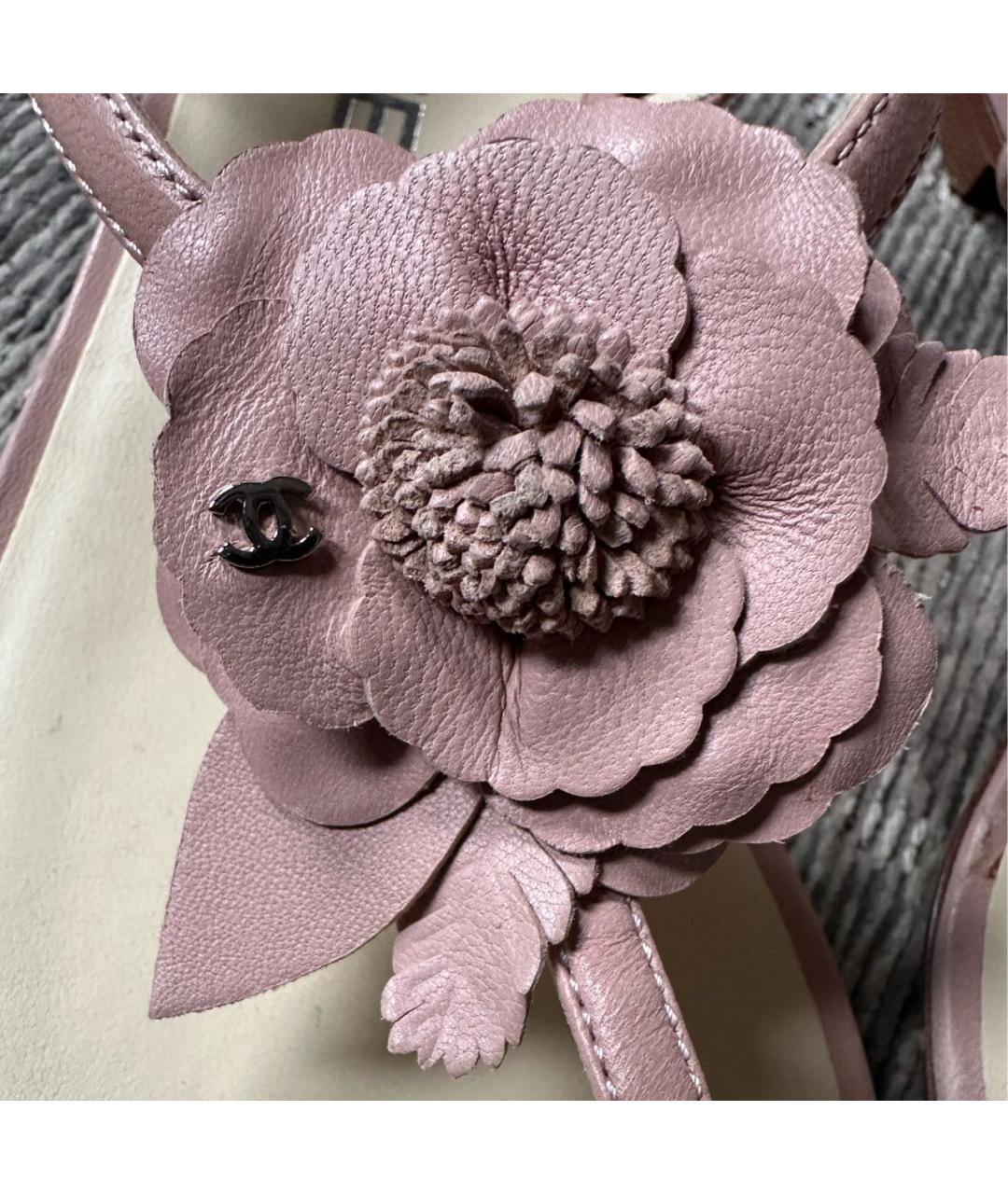 CHANEL Розовые кожаные босоножки, фото 4