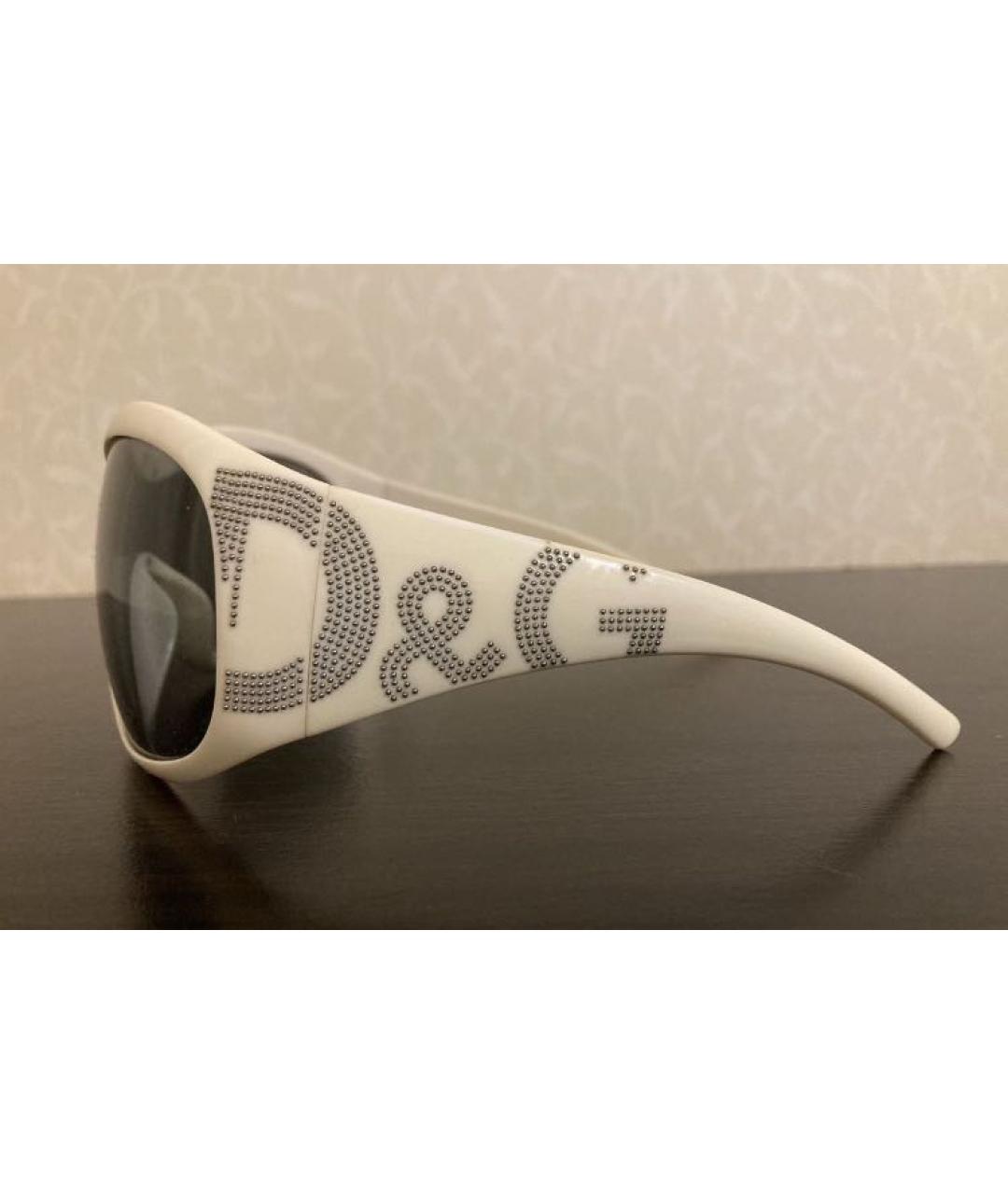 DOLCE&GABBANA Белые пластиковые солнцезащитные очки, фото 2