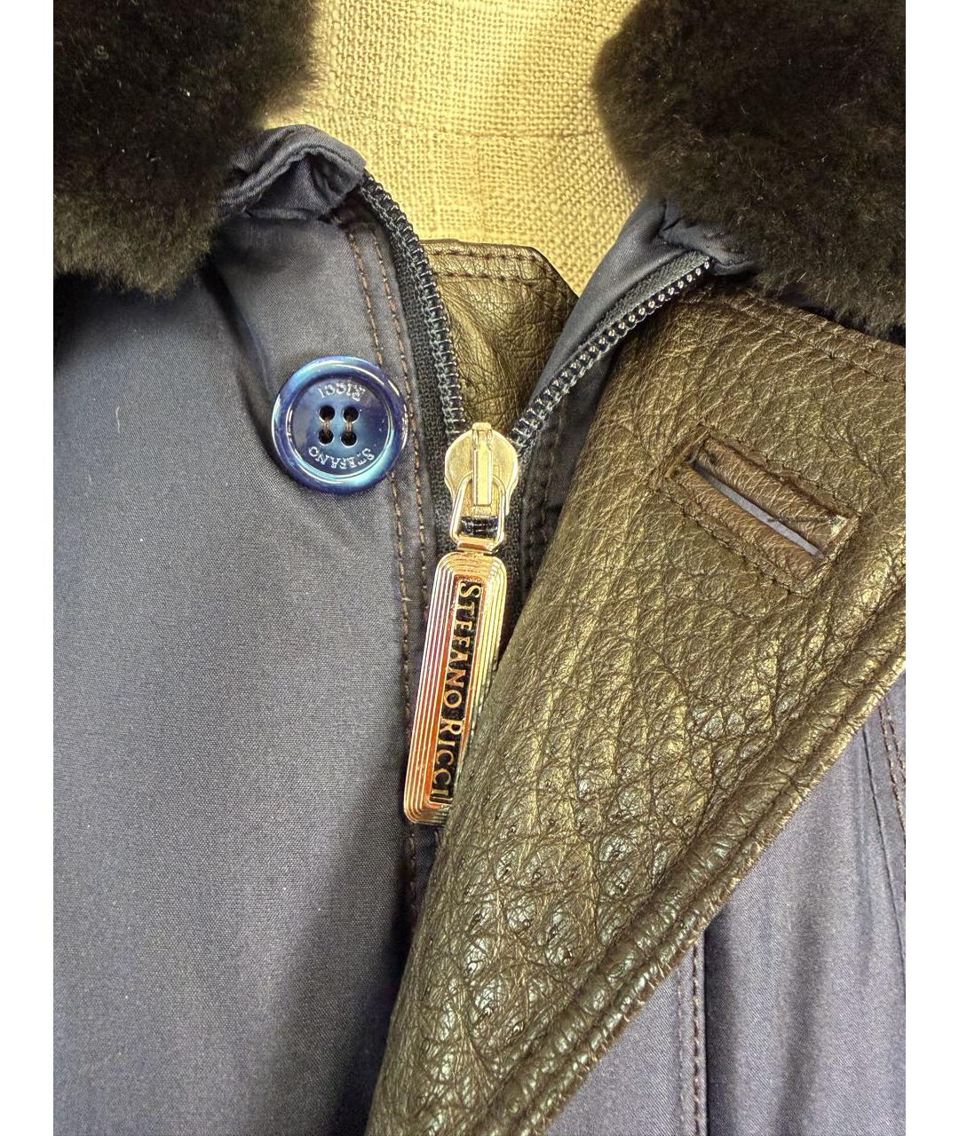 STEFANO RICCI Темно-синий пуховик, фото 4