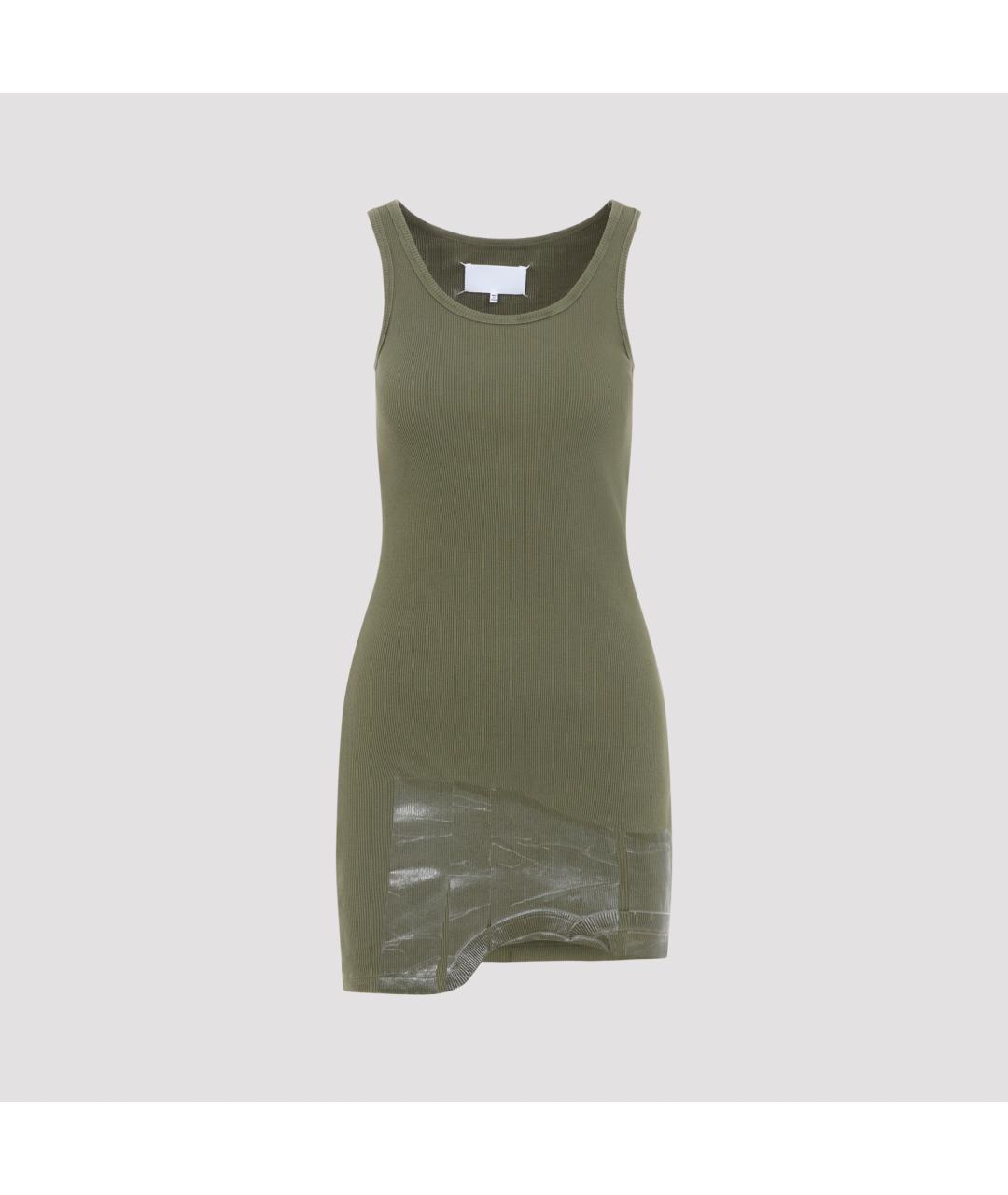MAISON MARGIELA Зеленые хлопковое повседневное платье, фото 3