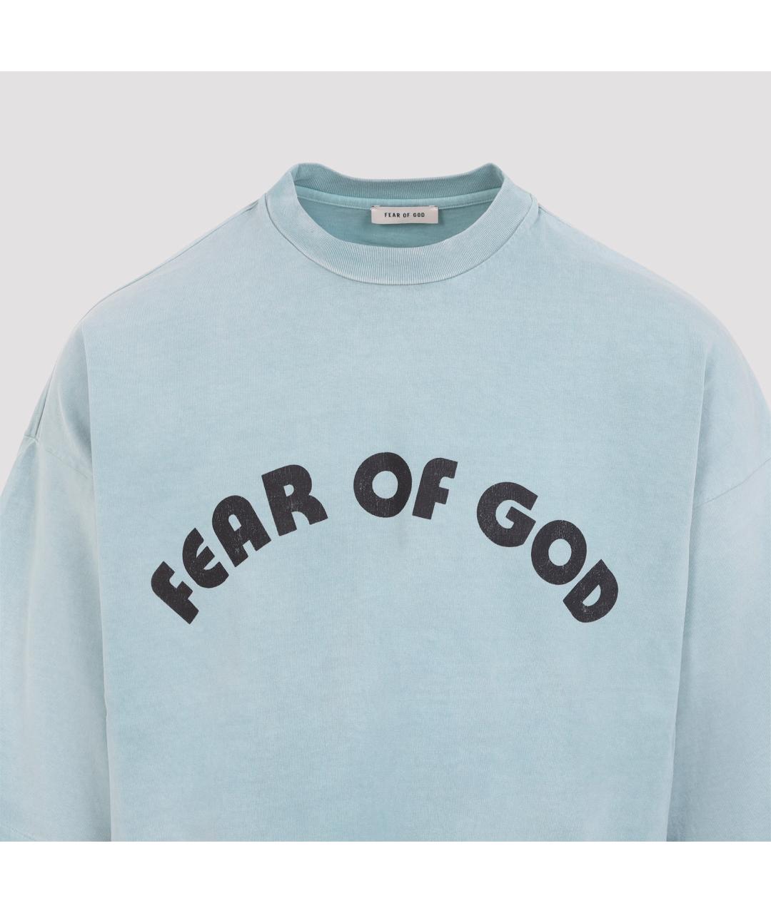 FEAR OF GOD Голубая хлопковая футболка, фото 3