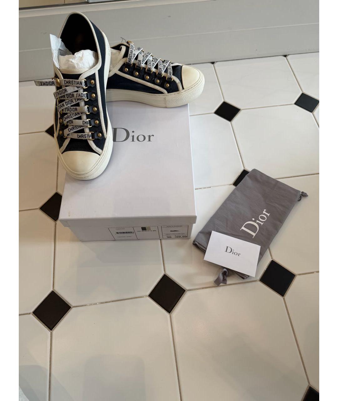 CHRISTIAN DIOR Черные текстильные кеды, фото 5