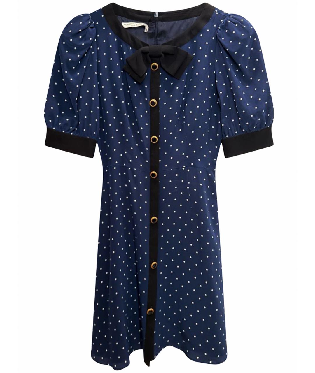 ALESSANDRA RICH Темно-синее шелковое повседневное платье, фото 1