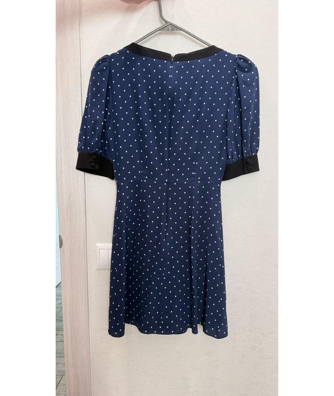 ALESSANDRA RICH Темно-синее шелковое повседневное платье, фото 2