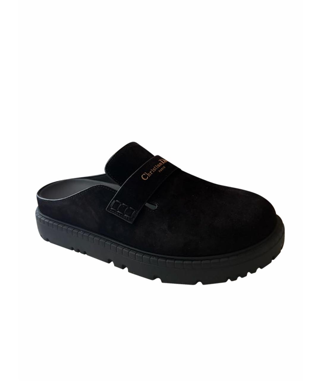 CHRISTIAN DIOR Черные замшевые мюли, фото 1