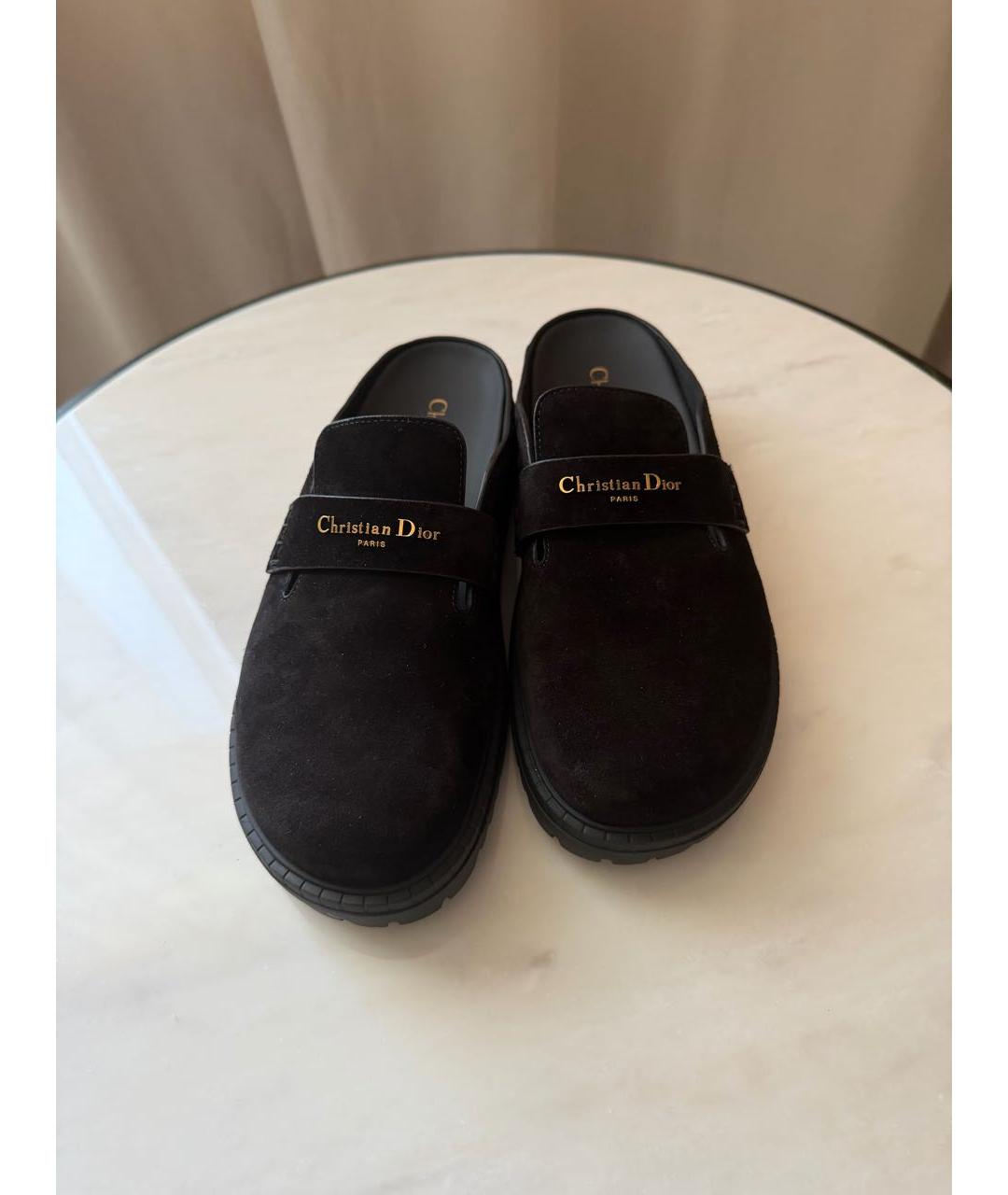 CHRISTIAN DIOR Черные замшевые мюли, фото 2