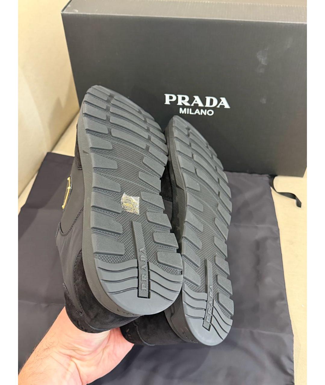 PRADA Черные низкие кроссовки / кеды, фото 5