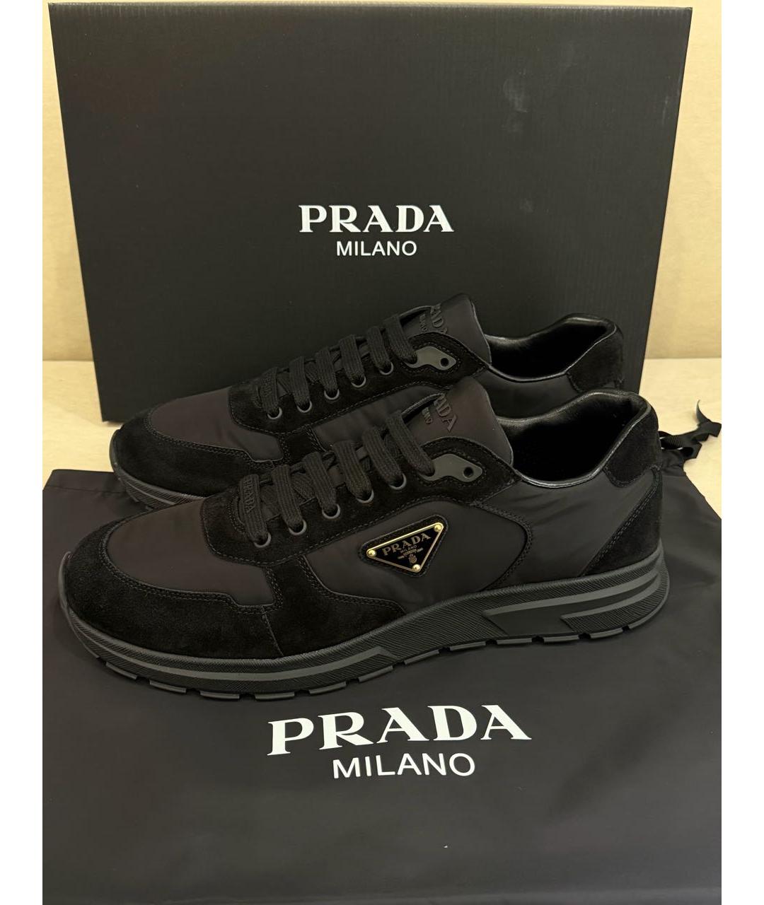 PRADA Черные низкие кроссовки / кеды, фото 6