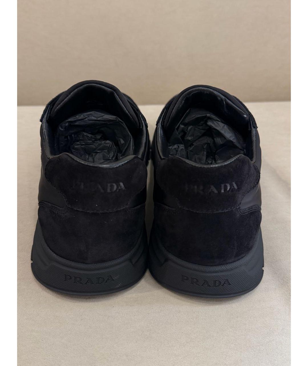 PRADA Черные низкие кроссовки / кеды, фото 4
