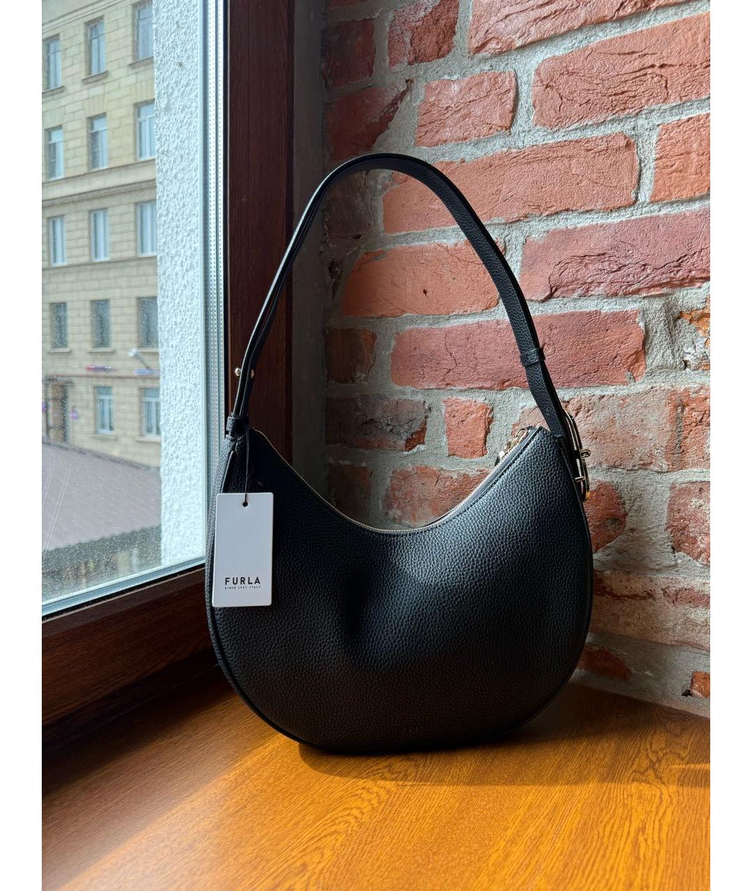 FURLA Черная кожаная сумка через плечо, фото 2