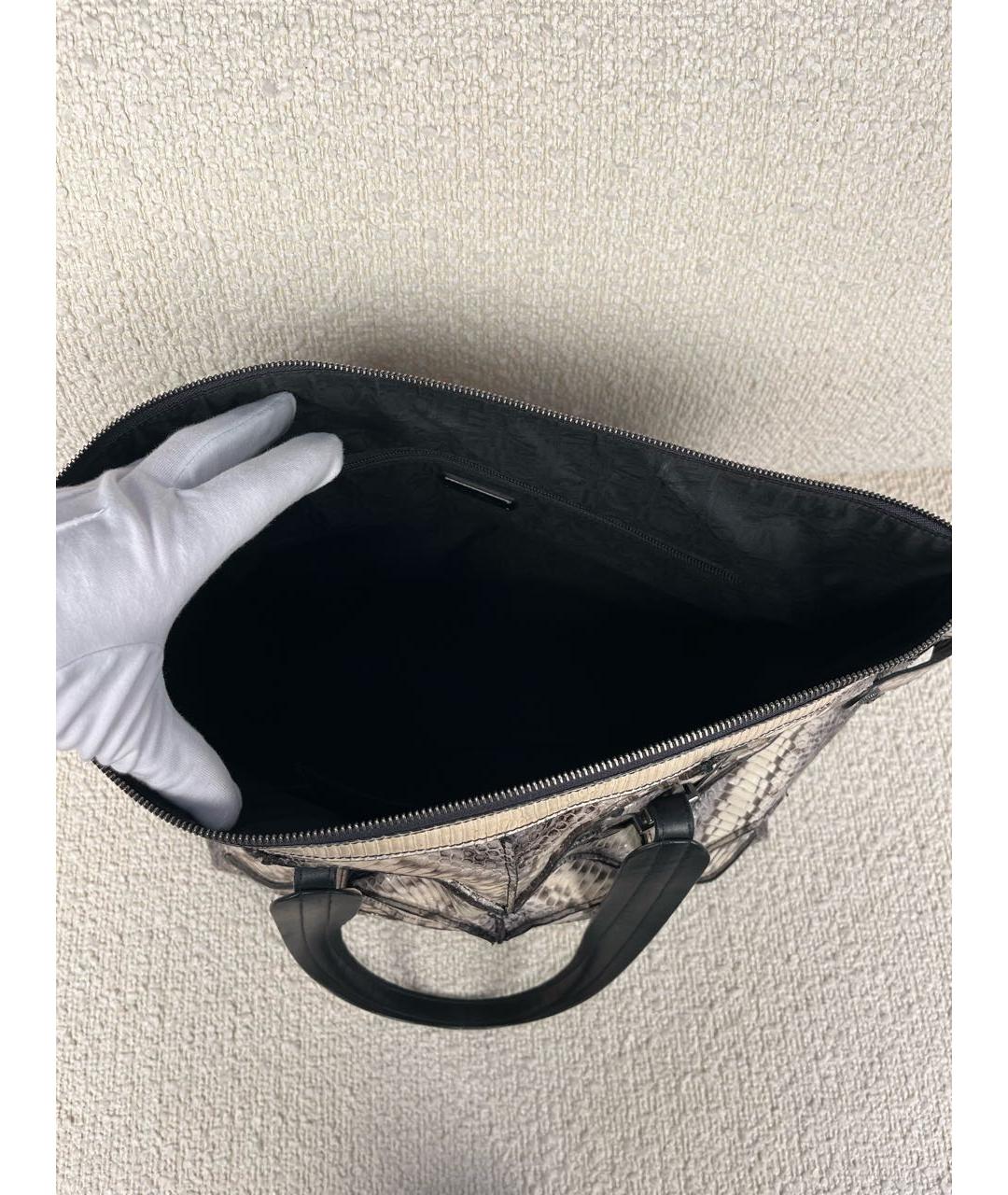 FERRAGAMO Бежевая сумка тоут из экзотической кожи, фото 4