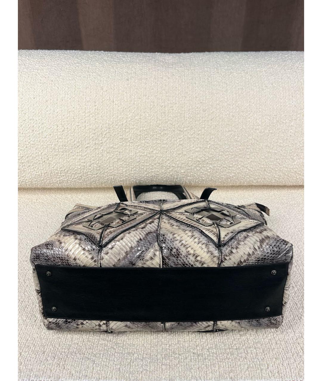 FERRAGAMO Бежевая сумка тоут из экзотической кожи, фото 6