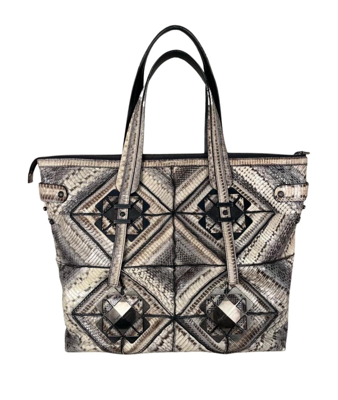 FERRAGAMO Бежевая сумка тоут из экзотической кожи, фото 1