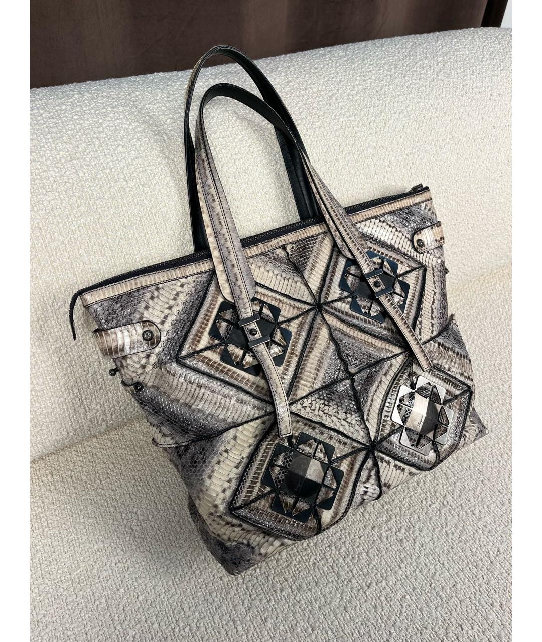 FERRAGAMO Бежевая сумка тоут из экзотической кожи, фото 2