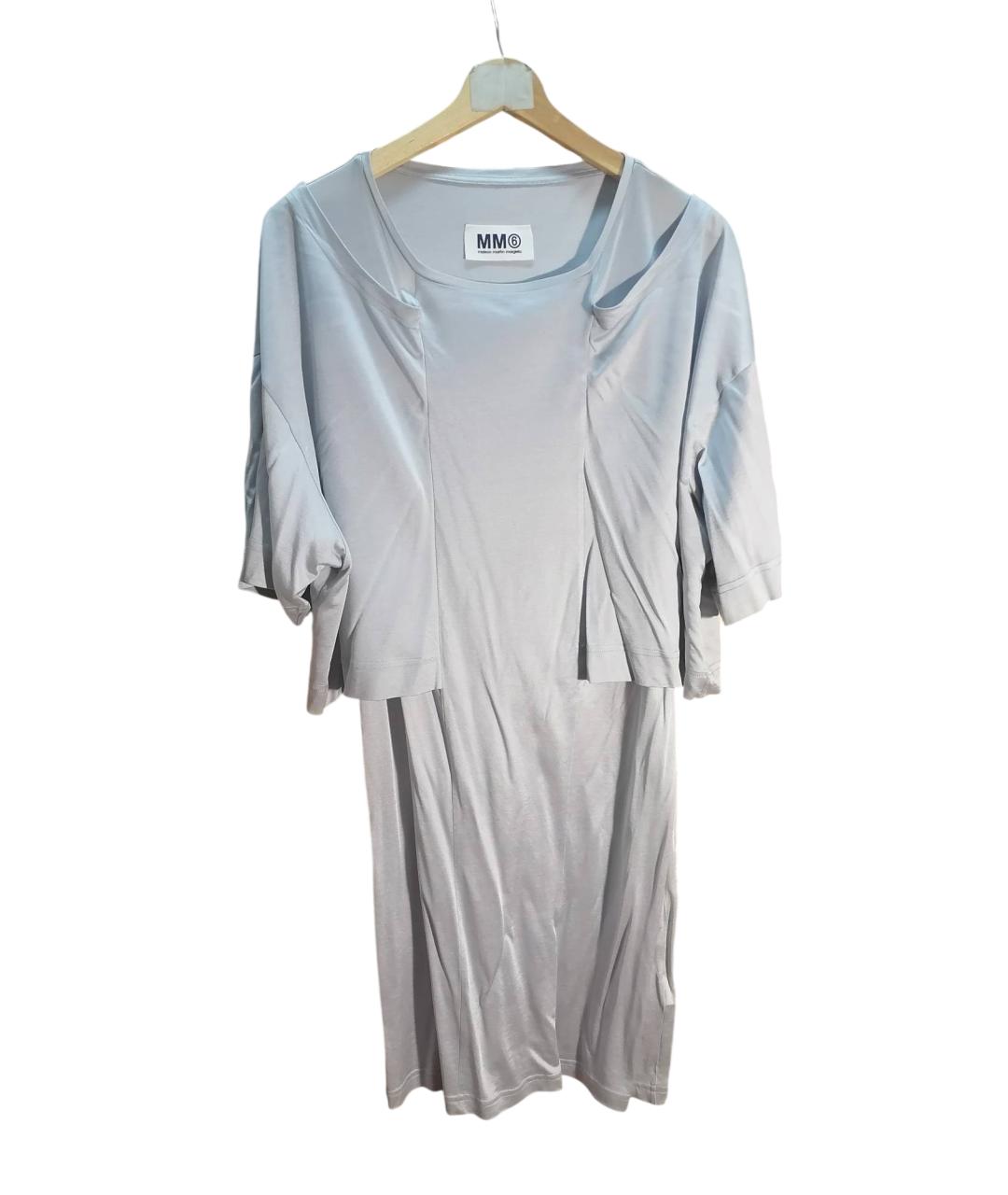 MM6 MAISON MARGIELA Серое вискозное повседневное платье, фото 6