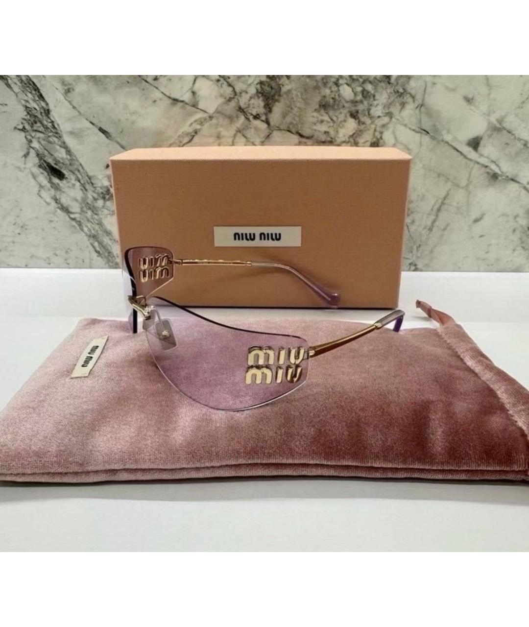 MIU MIU Золотые металлические солнцезащитные очки, фото 2