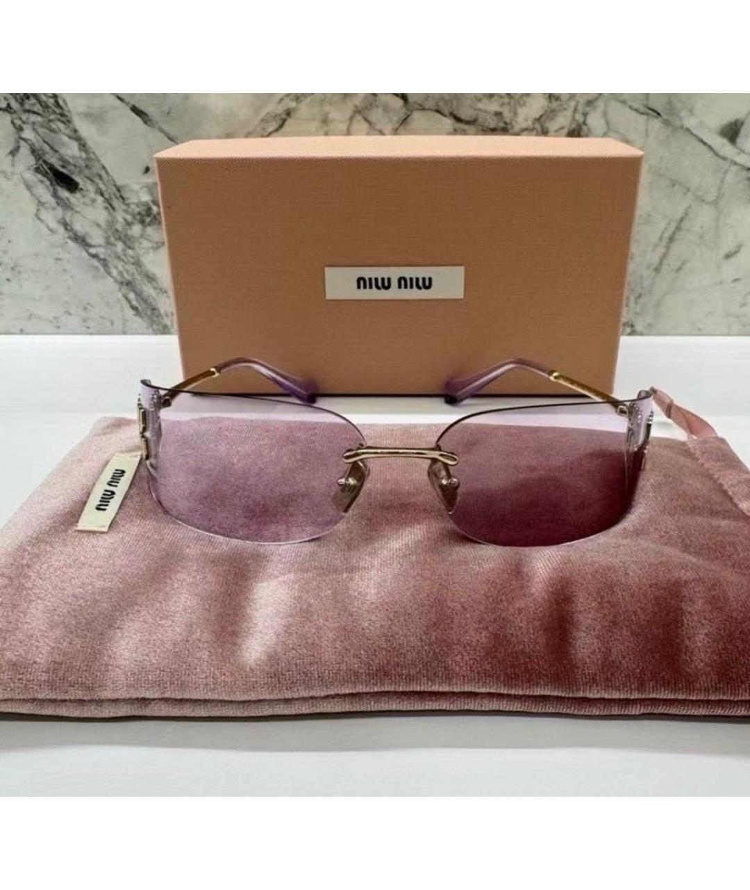 MIU MIU Золотые металлические солнцезащитные очки, фото 3