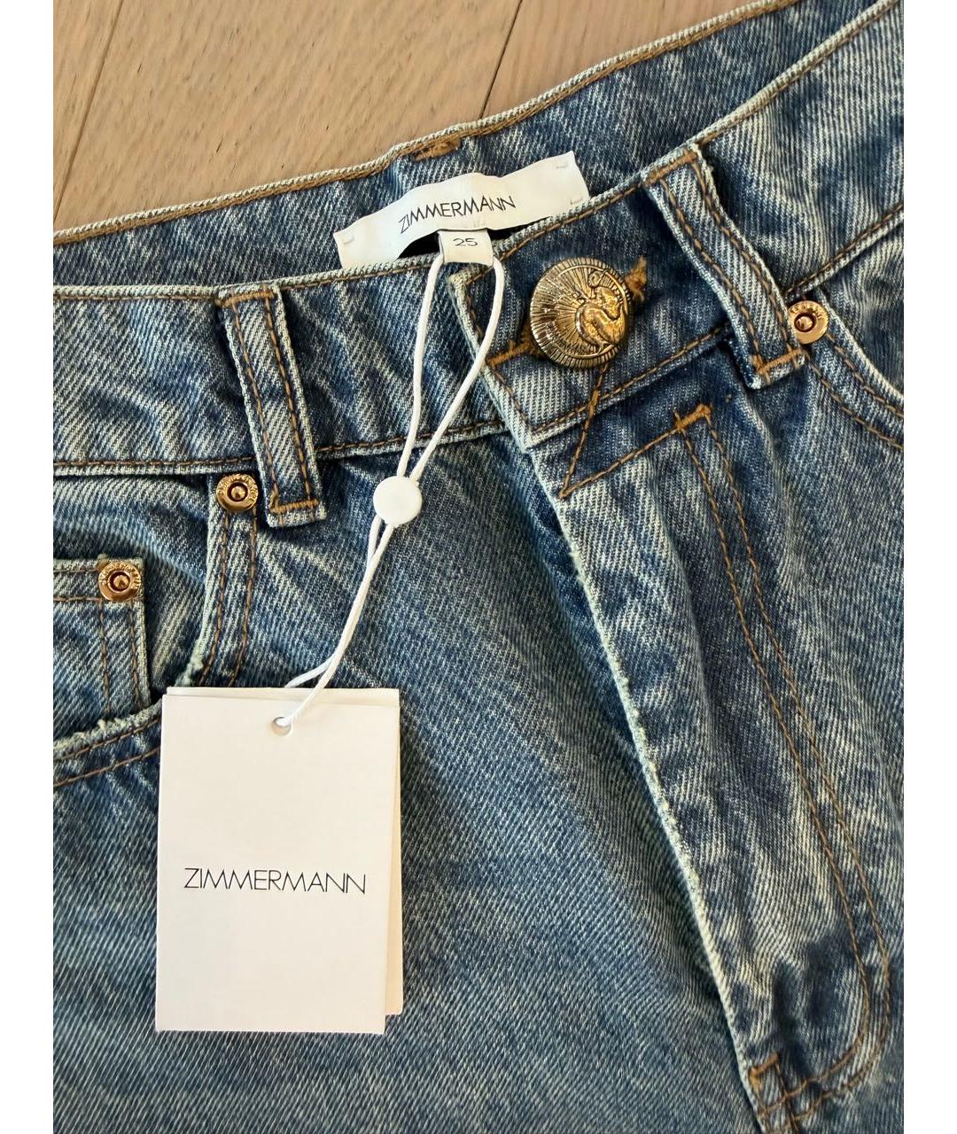 ZIMMERMANN Синие хлопковые прямые джинсы, фото 3