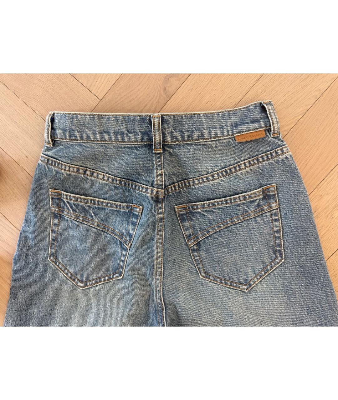 ZIMMERMANN Синие хлопковые прямые джинсы, фото 4