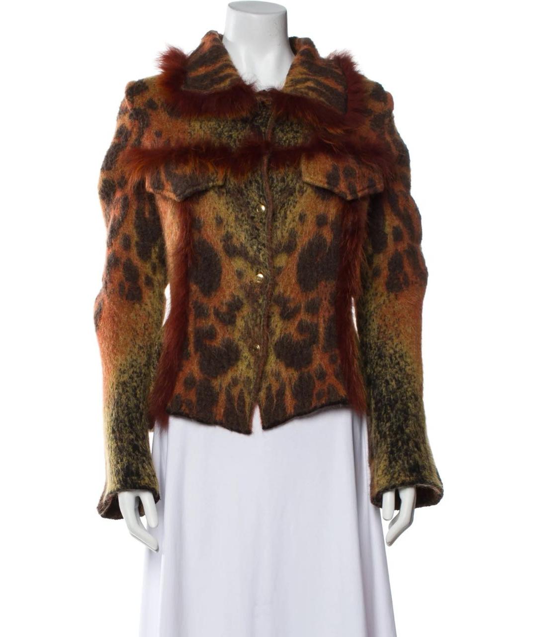 CAVALLI CLASS Оранжевый шерстяной кардиган, фото 4