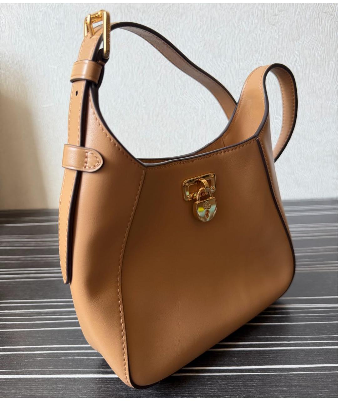POLO RALPH LAUREN Коричневая кожаная сумка через плечо, фото 3