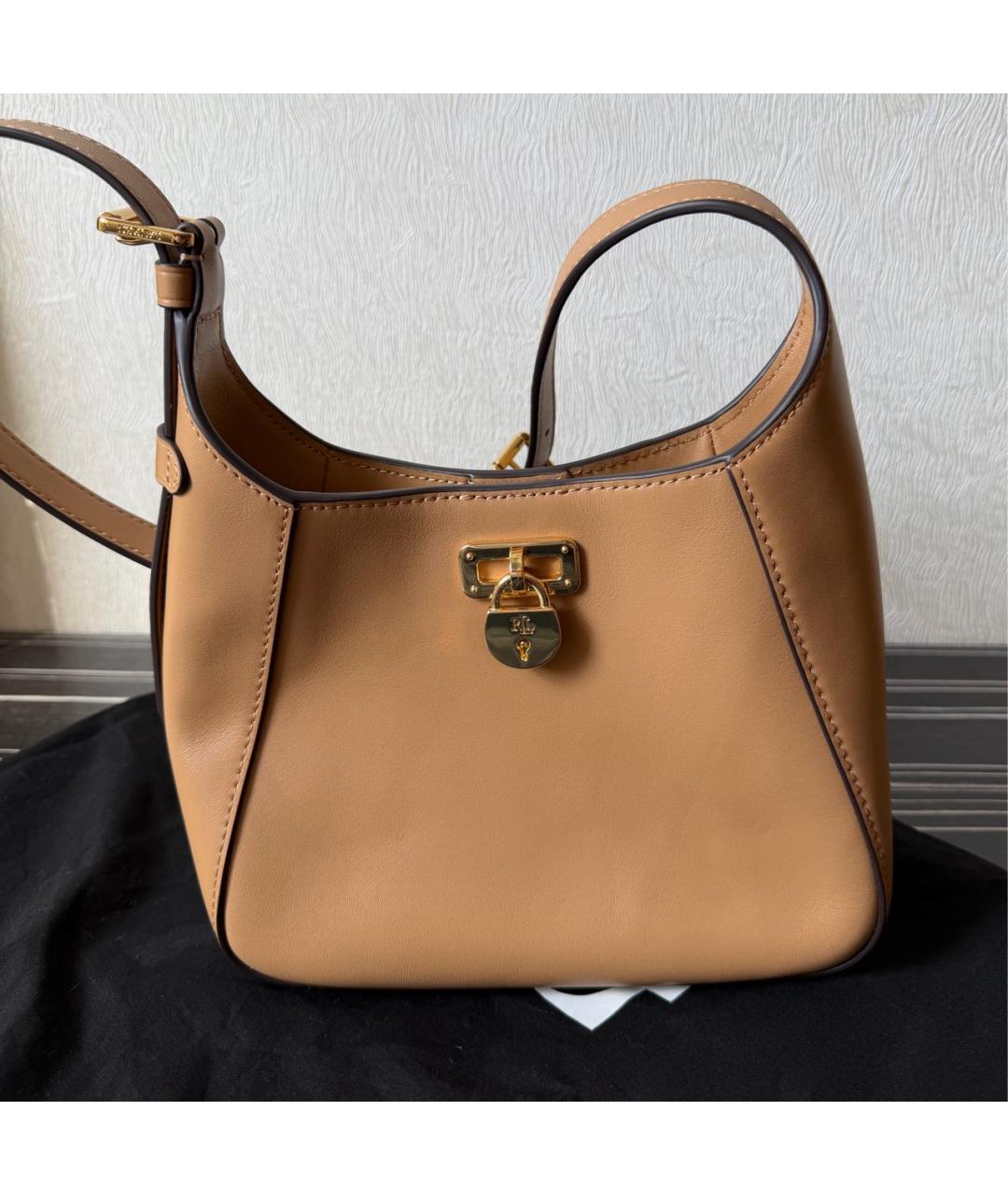 POLO RALPH LAUREN Коричневая кожаная сумка через плечо, фото 6