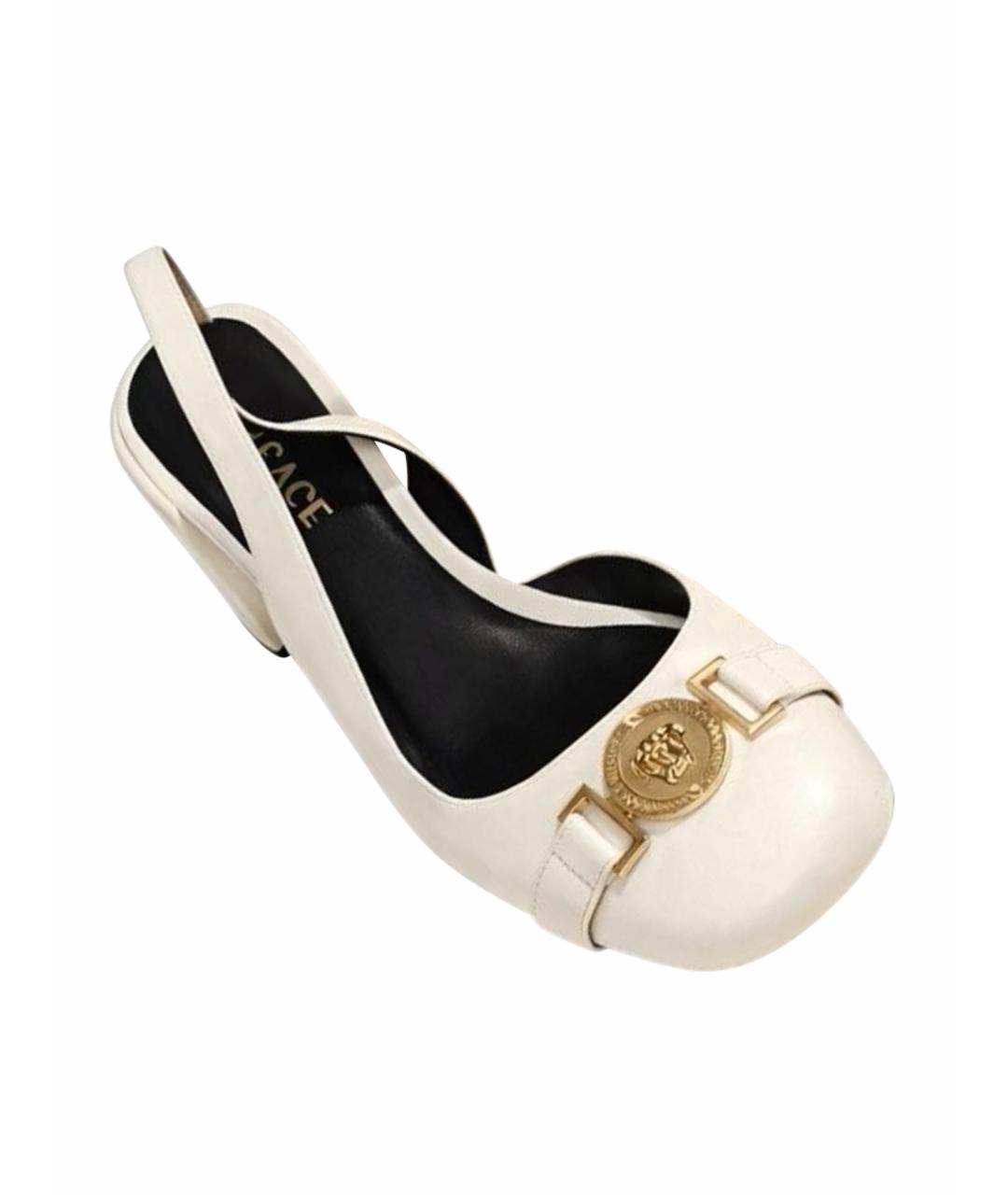 VERSACE Бежевые кожаные туфли, фото 5