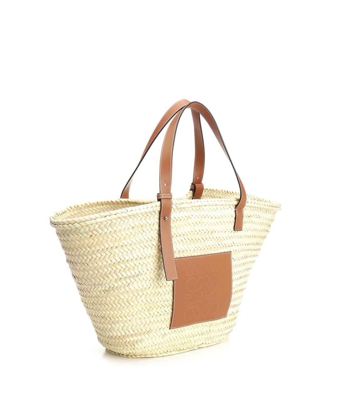 LOEWE Бежевая пелетеная сумка тоут, фото 2