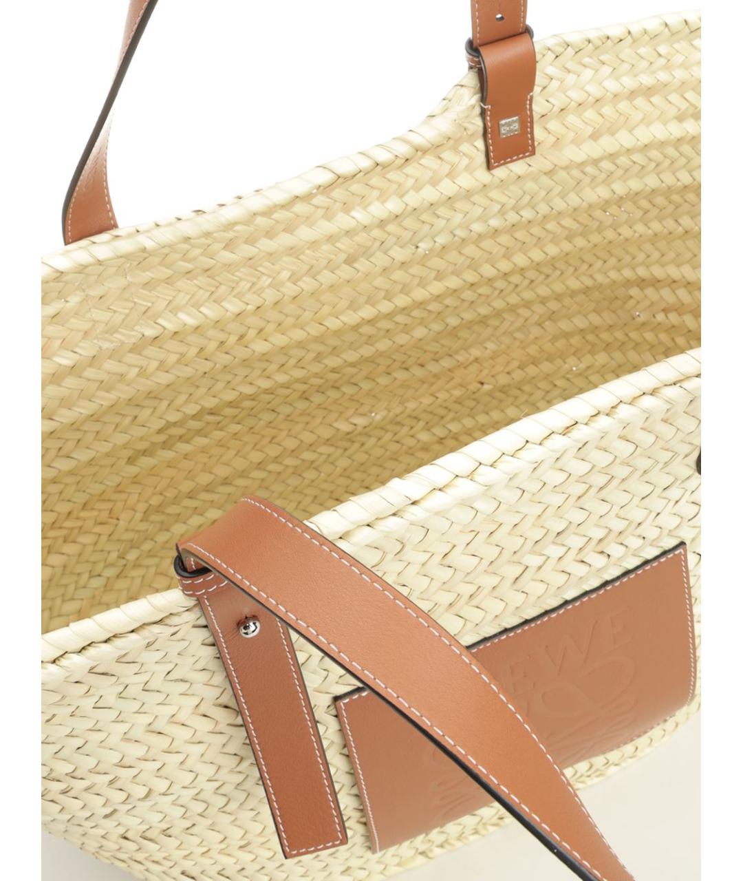 LOEWE Бежевая пелетеная сумка тоут, фото 4