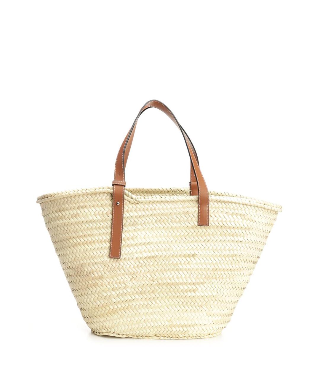 LOEWE Бежевая пелетеная сумка тоут, фото 3