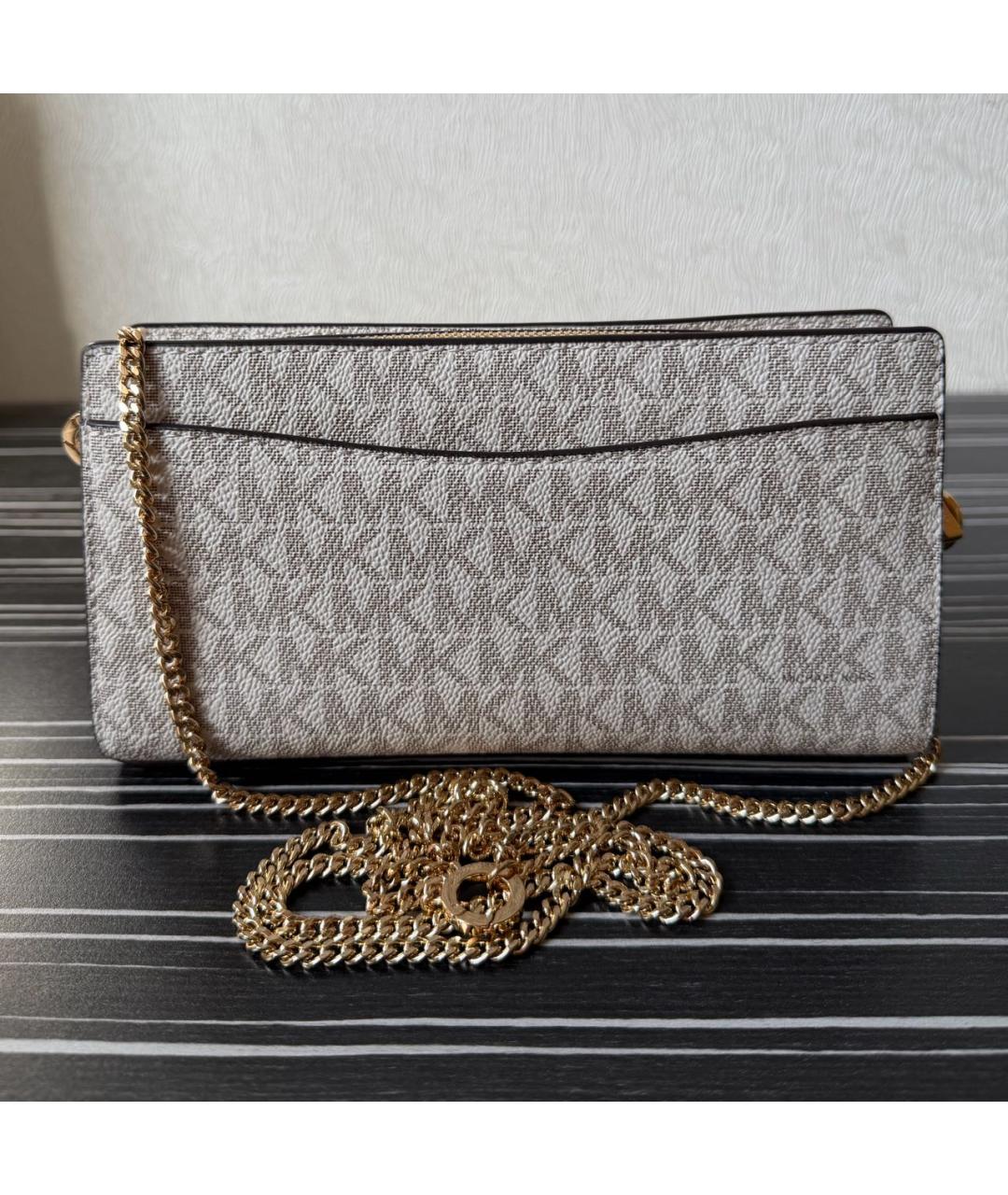 MICHAEL KORS Бежевая кожаная сумка через плечо, фото 3