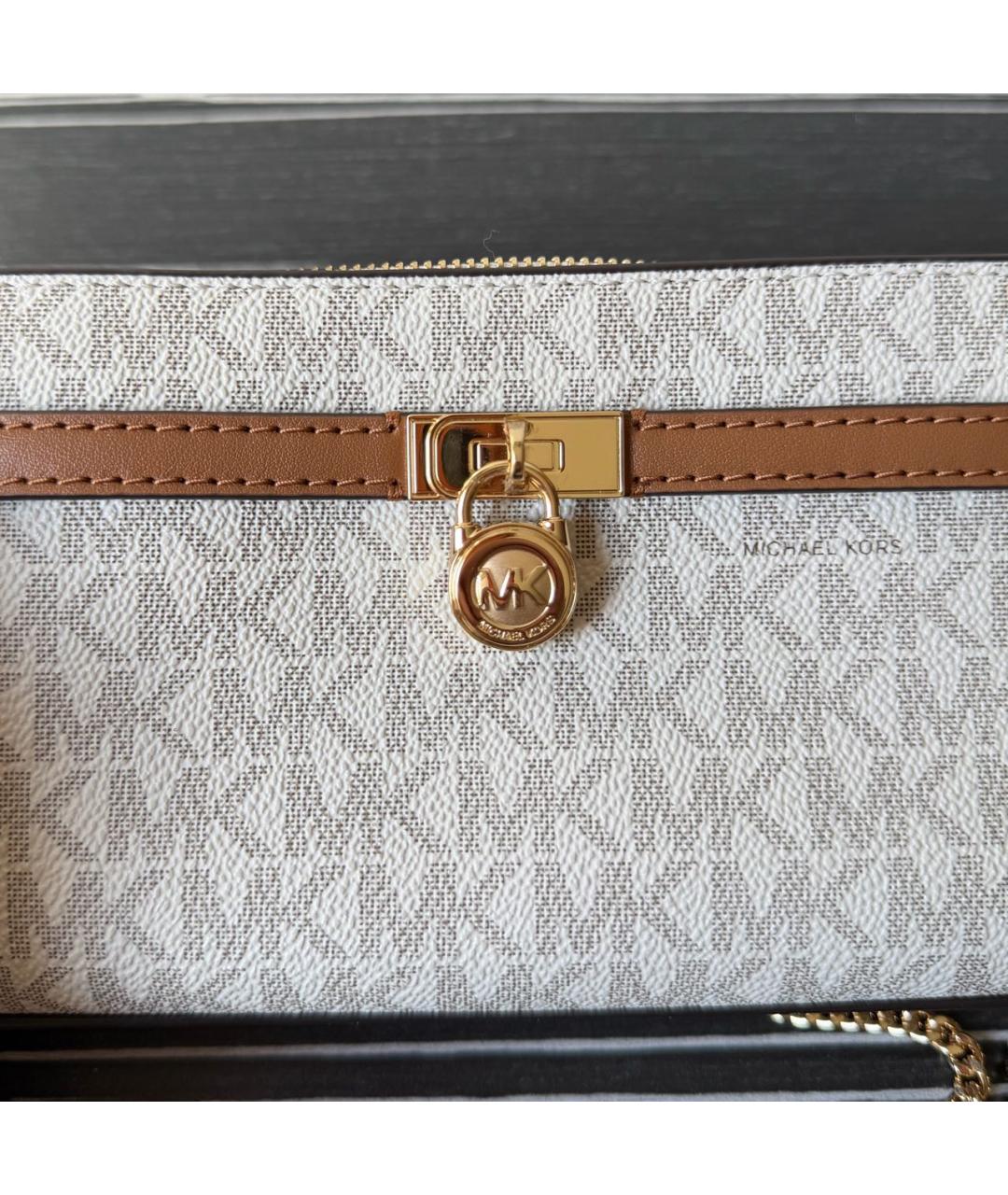 MICHAEL KORS Бежевая кожаная сумка через плечо, фото 5