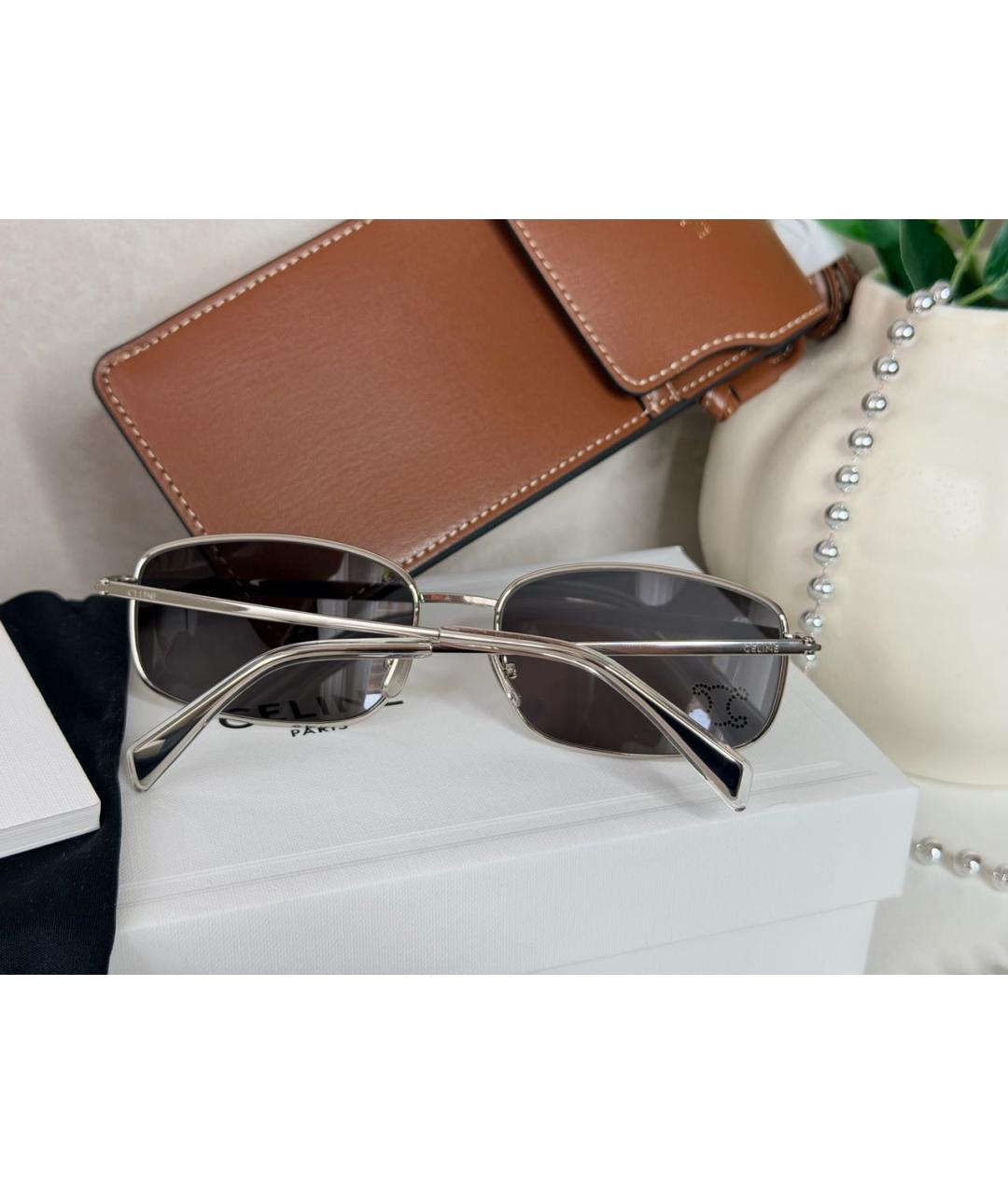 CELINE Серебряные металлические солнцезащитные очки, фото 4