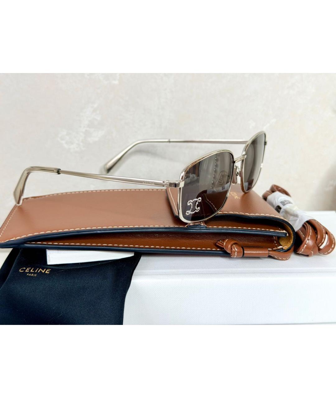 CELINE Серебряные металлические солнцезащитные очки, фото 5