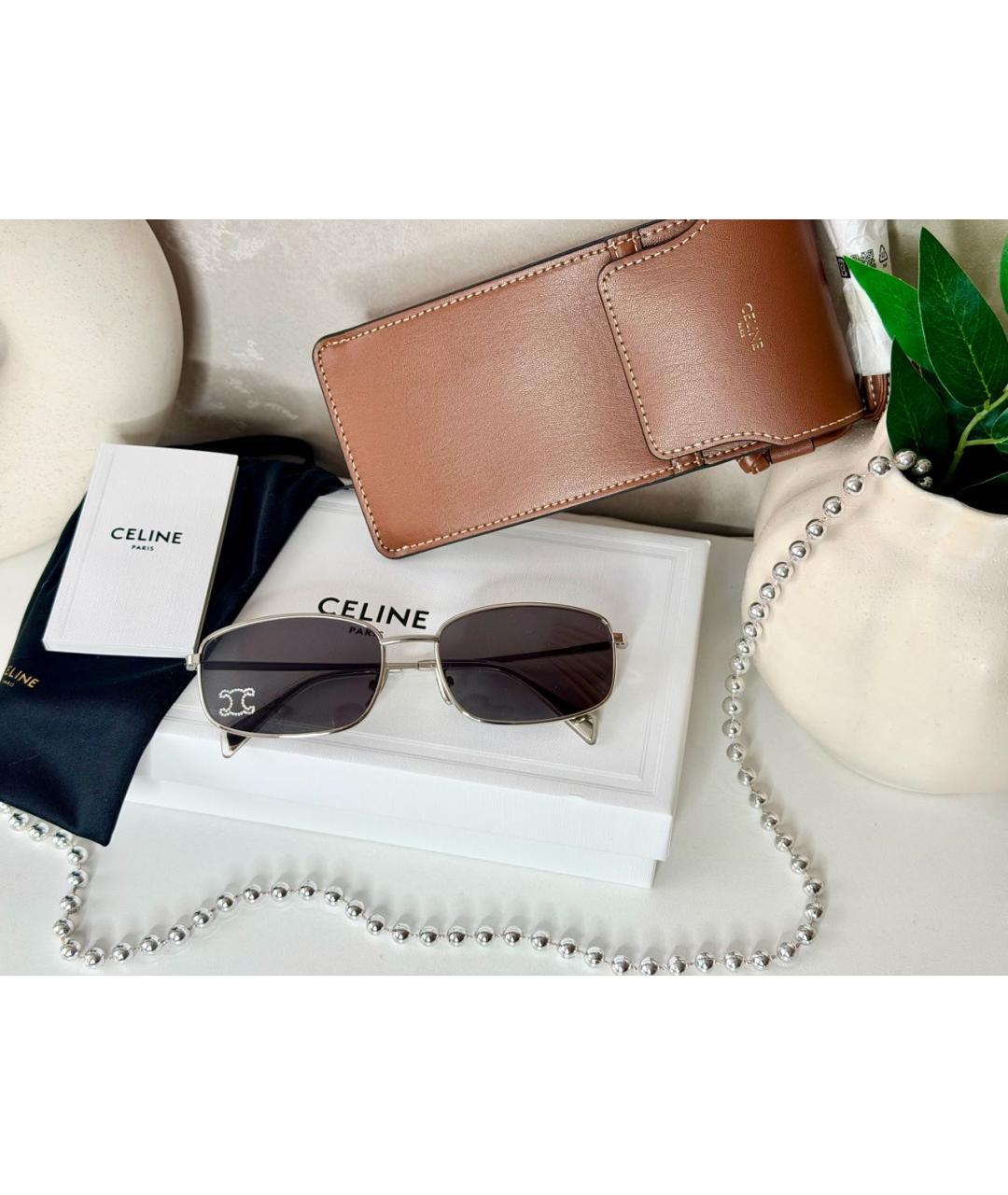 CELINE Серебряные металлические солнцезащитные очки, фото 7