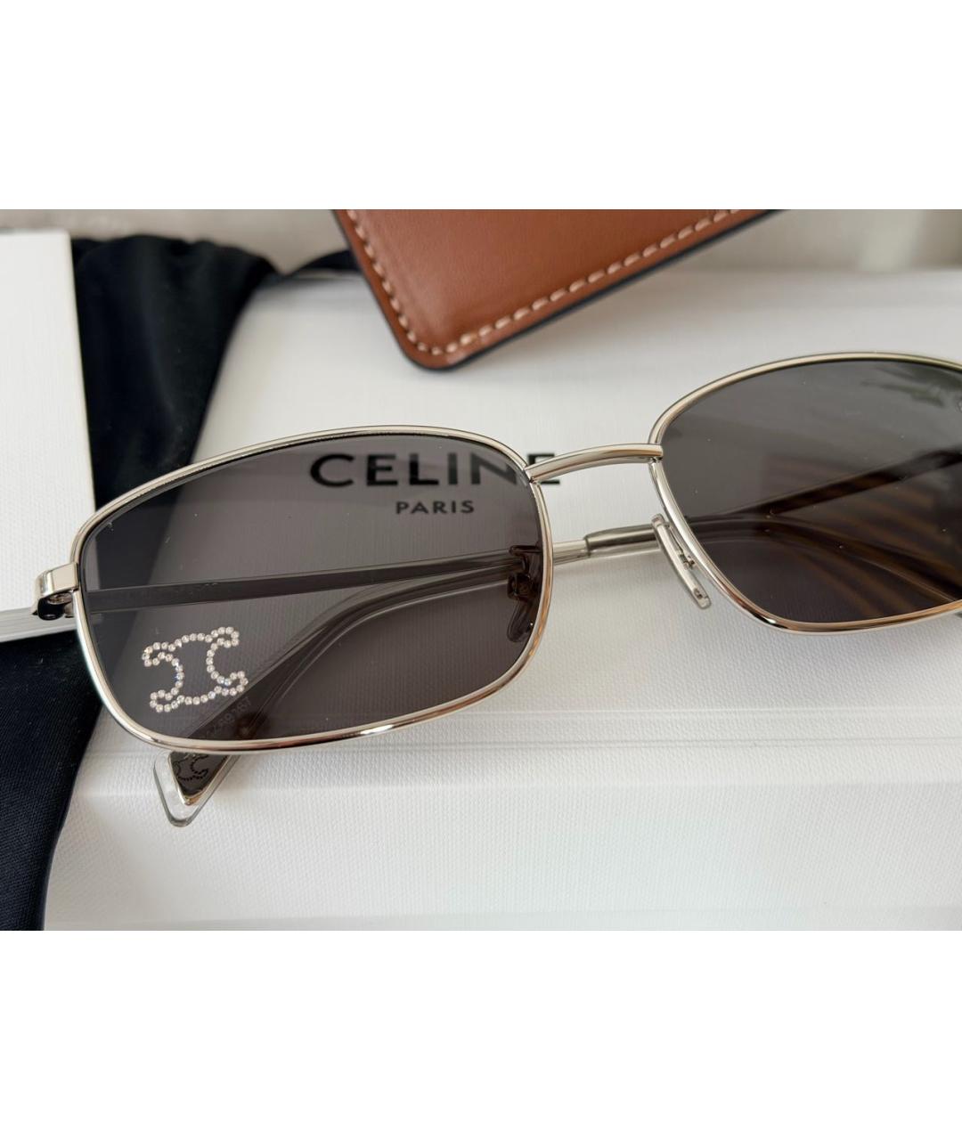 CELINE Серебряные металлические солнцезащитные очки, фото 6