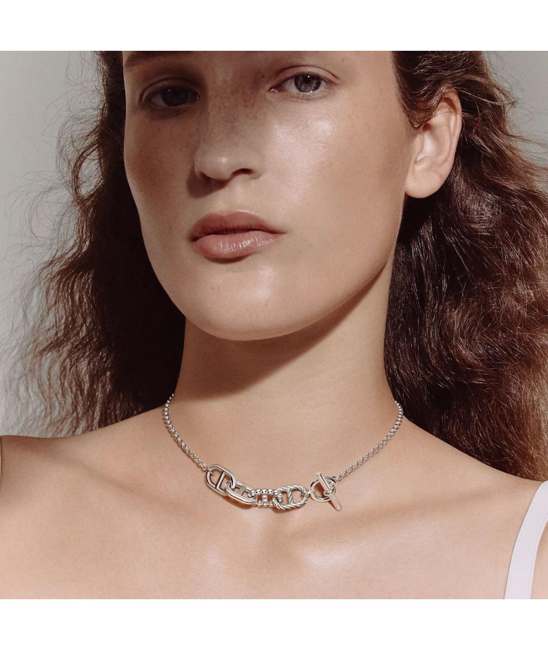 HERMES Серебряное металлическое колье, фото 5