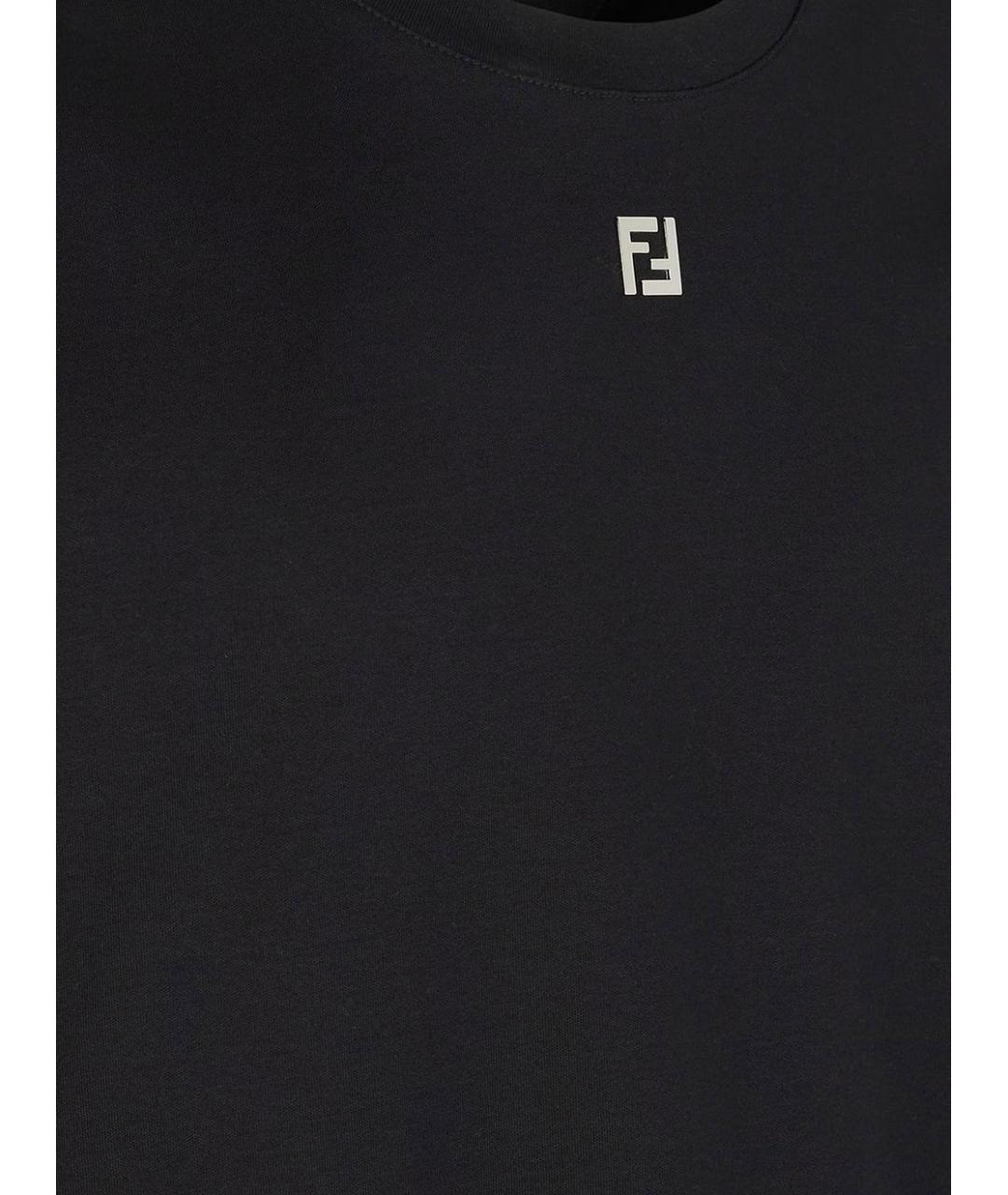 FENDI Черная хлопковая футболка, фото 2