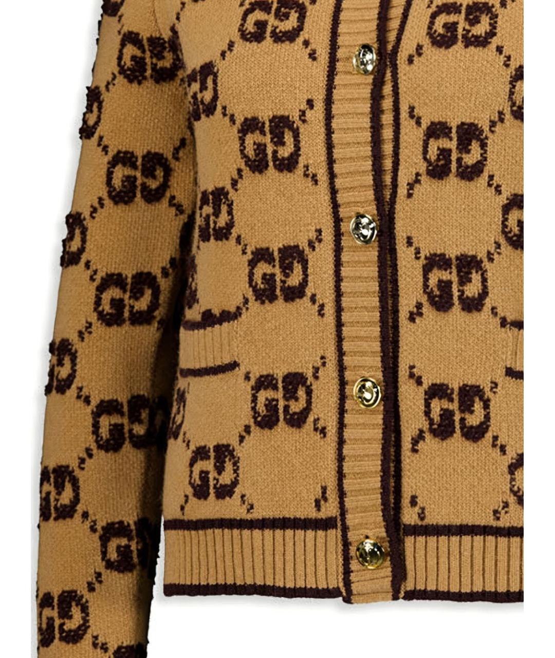 GUCCI Коричневый шерстяной джемпер / свитер, фото 2