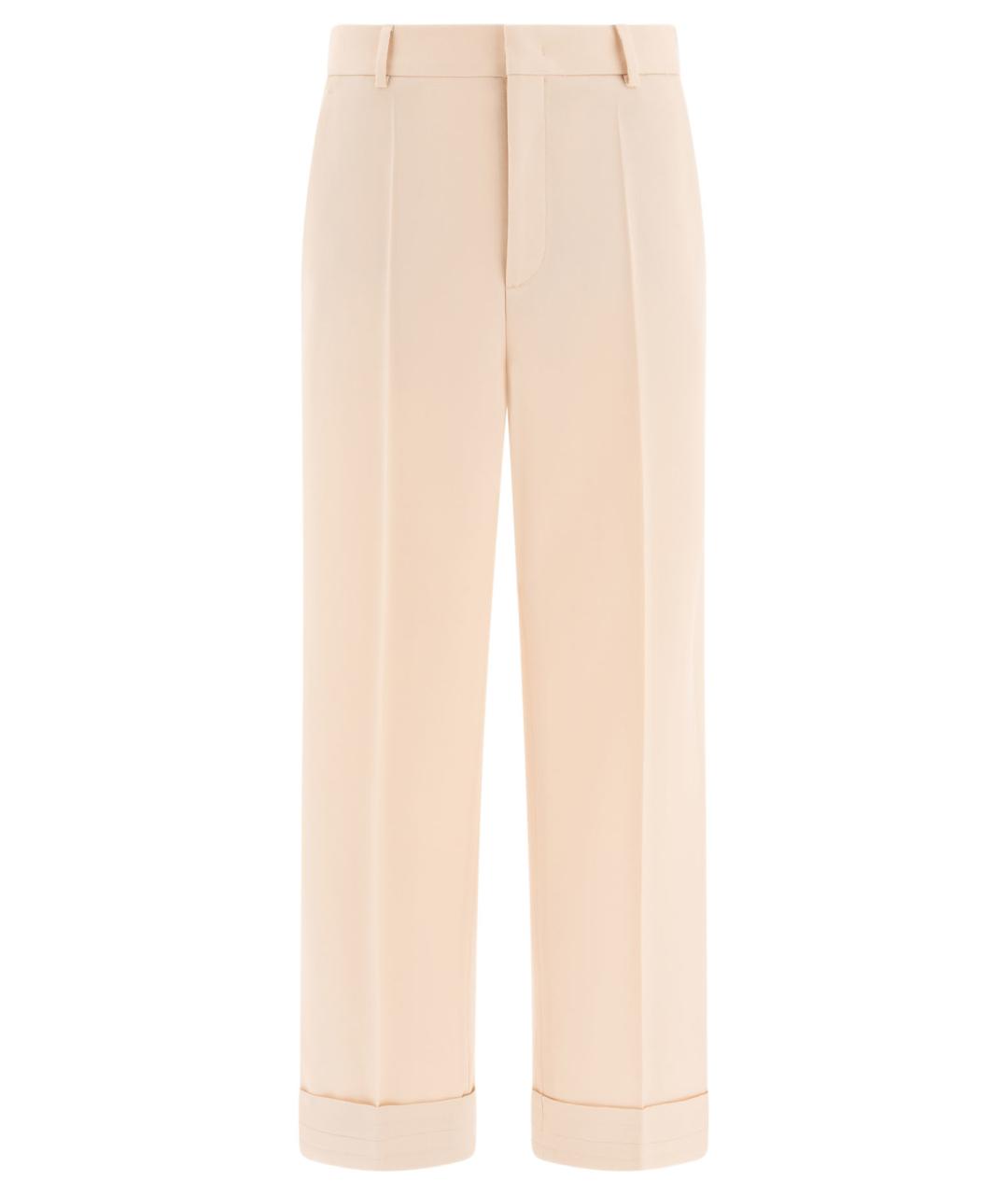 VALENTINO Бежевые шерстяные повседневные брюки, фото 1
