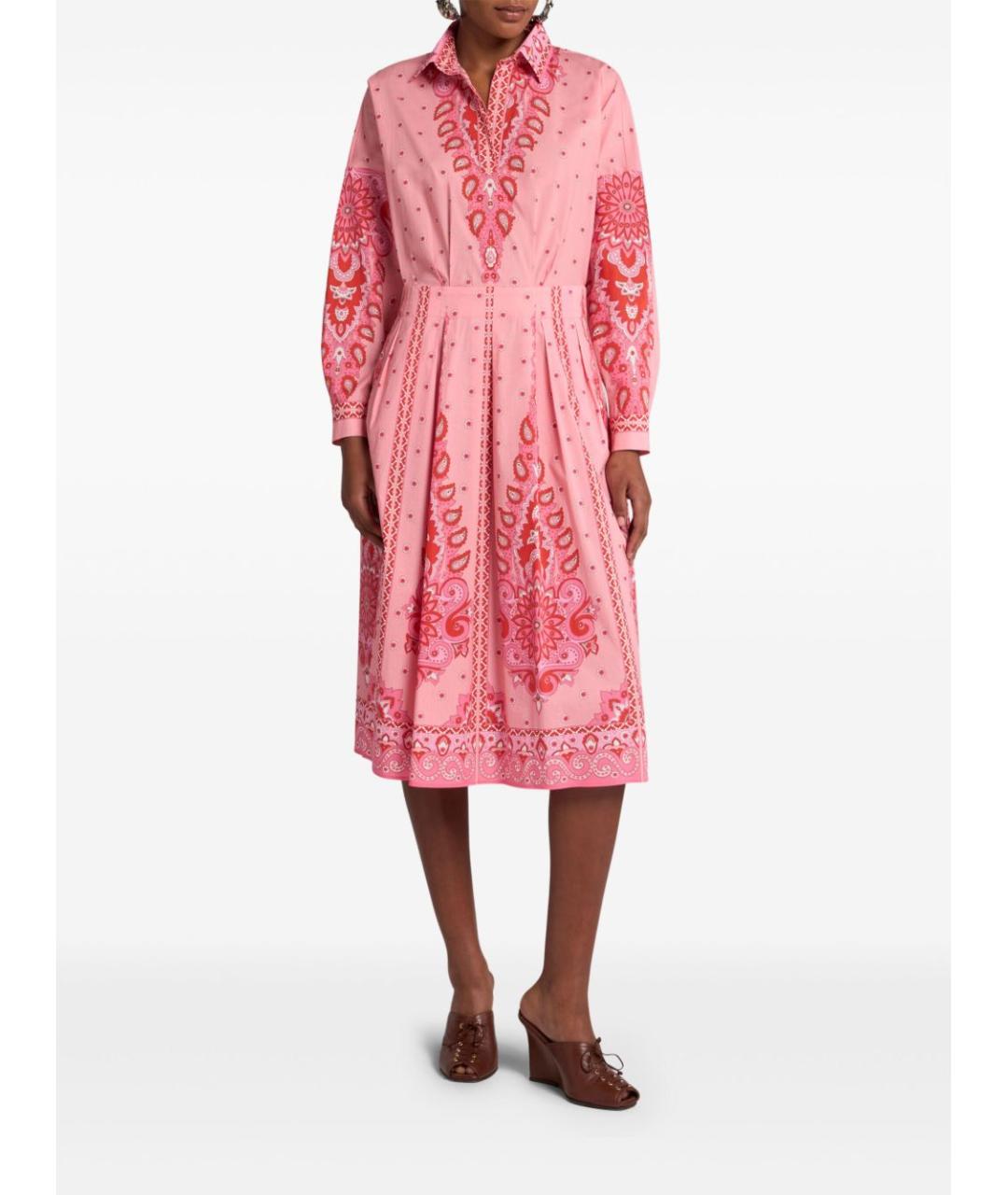 ETRO Розовое хлопковое повседневное платье, фото 3