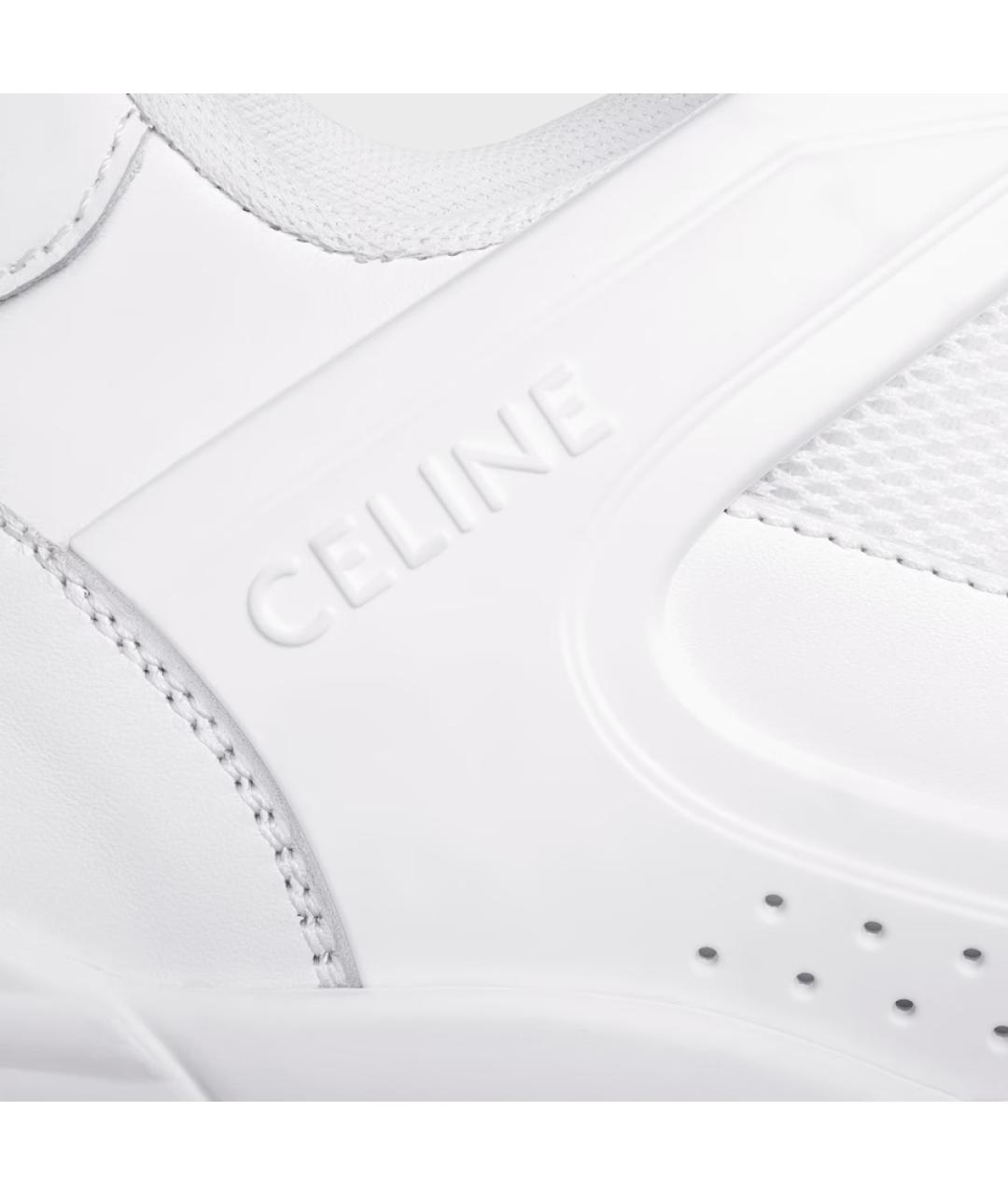 CELINE Белые кожаные низкие кроссовки / кеды, фото 5