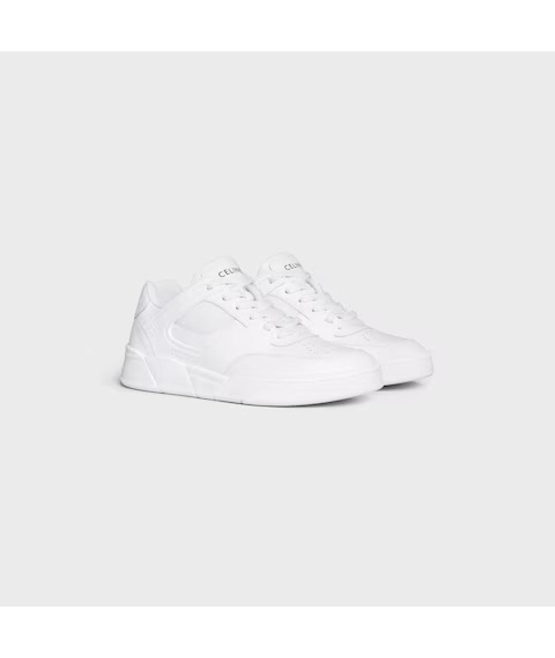 CELINE Белые кожаные низкие кроссовки / кеды, фото 2