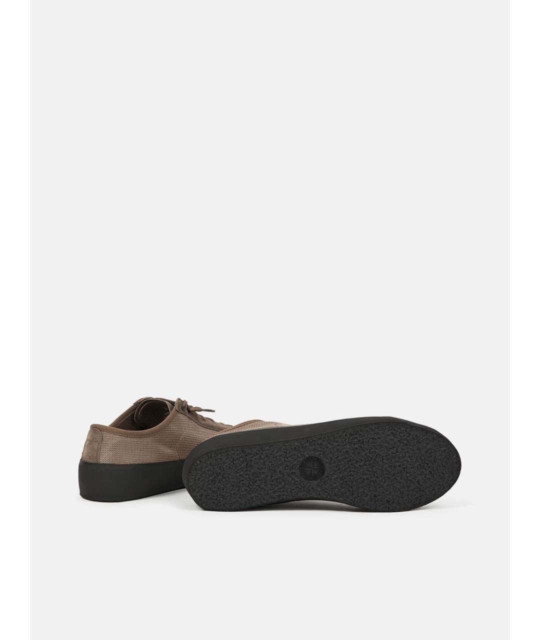 STONE ISLAND Коричневые кожаные низкие кроссовки / кеды, фото 3