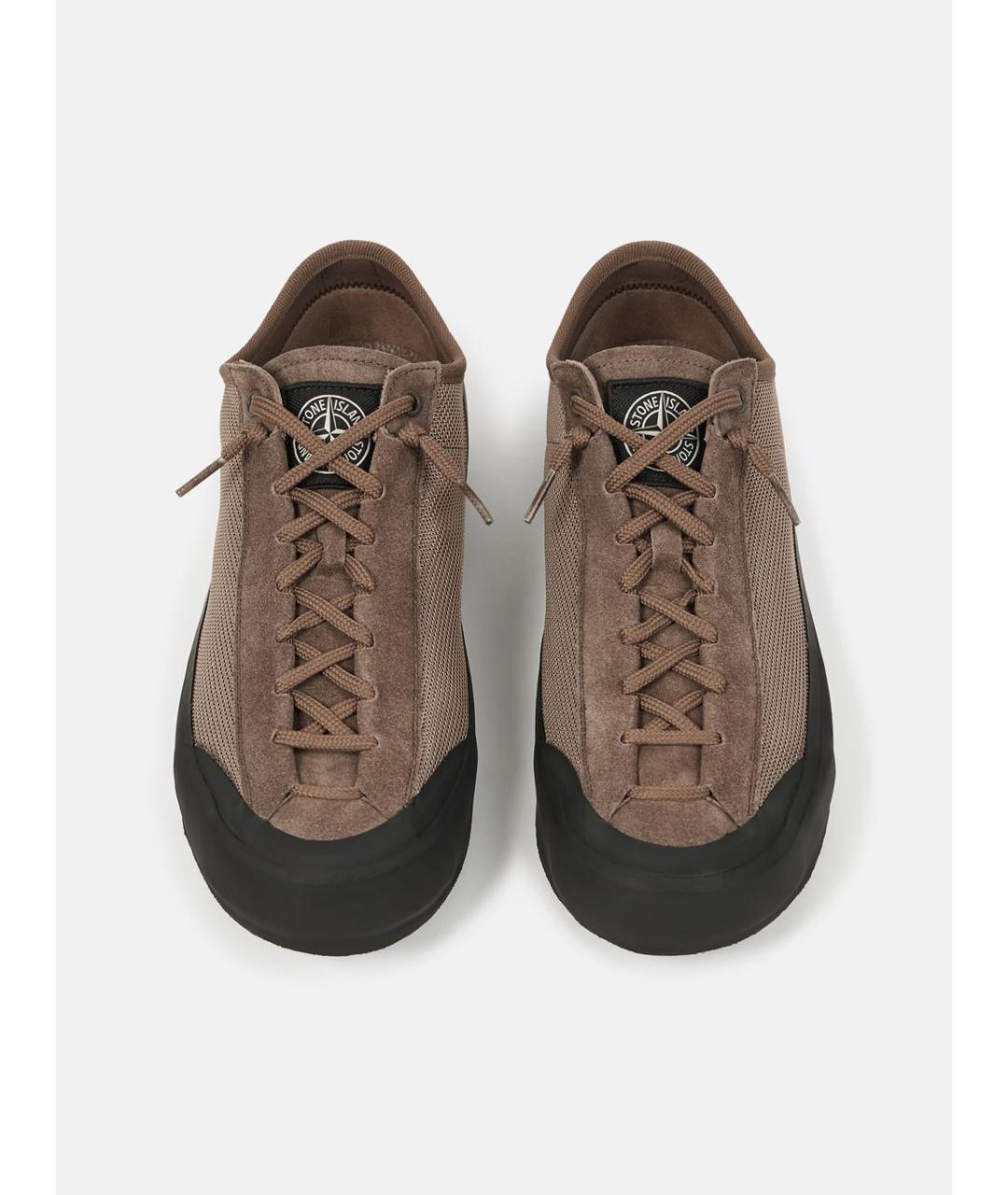 STONE ISLAND Коричневые кожаные низкие кроссовки / кеды, фото 2