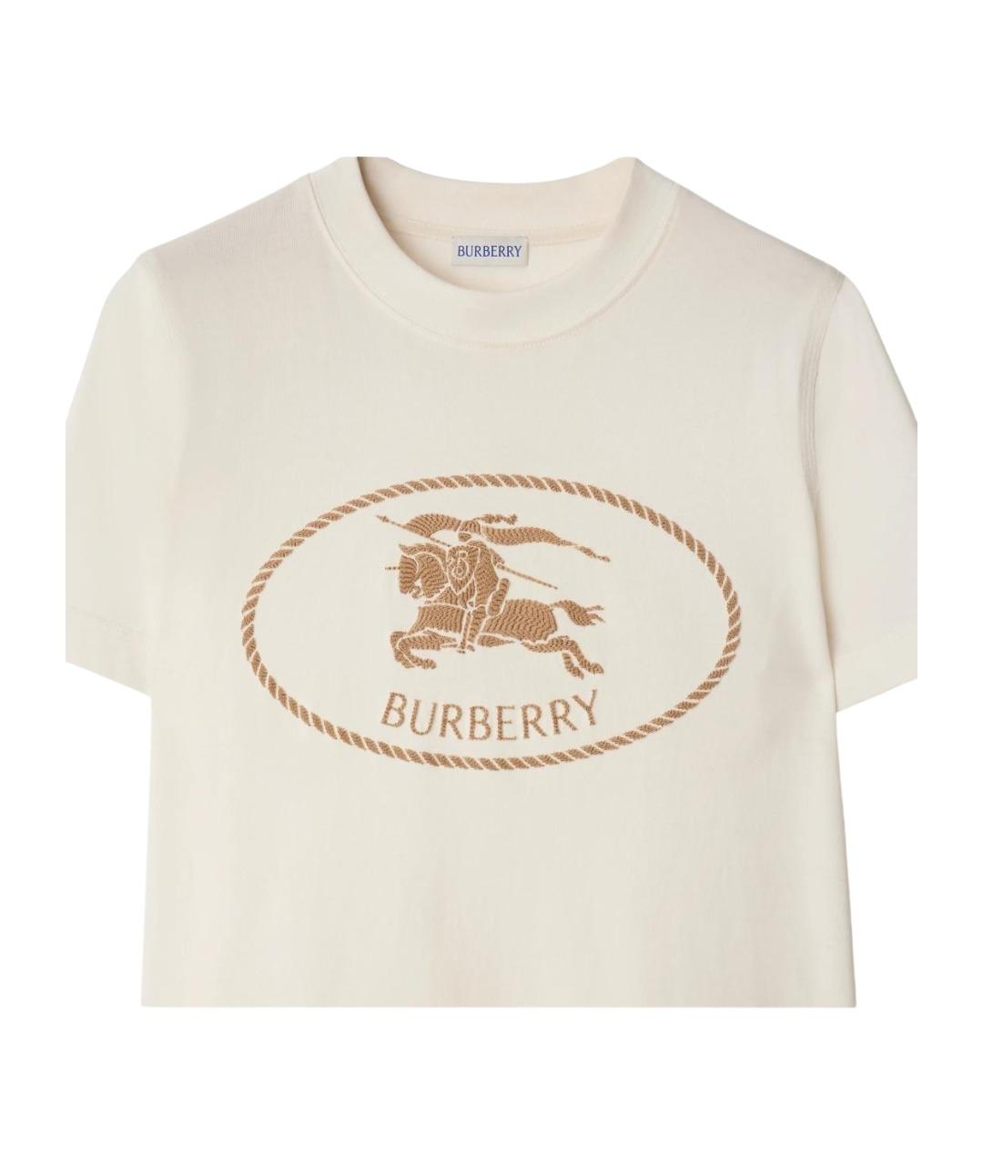 BURBERRY Бежевая хлопковая футболка, фото 2