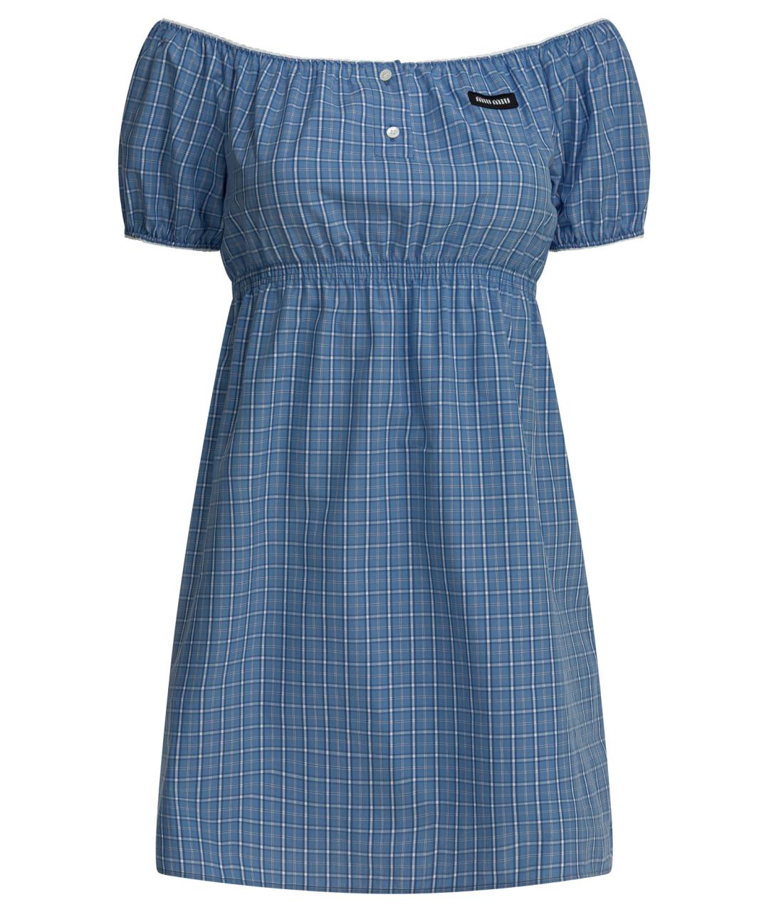 MIU MIU Голубое хлопковое повседневное платье, фото 1